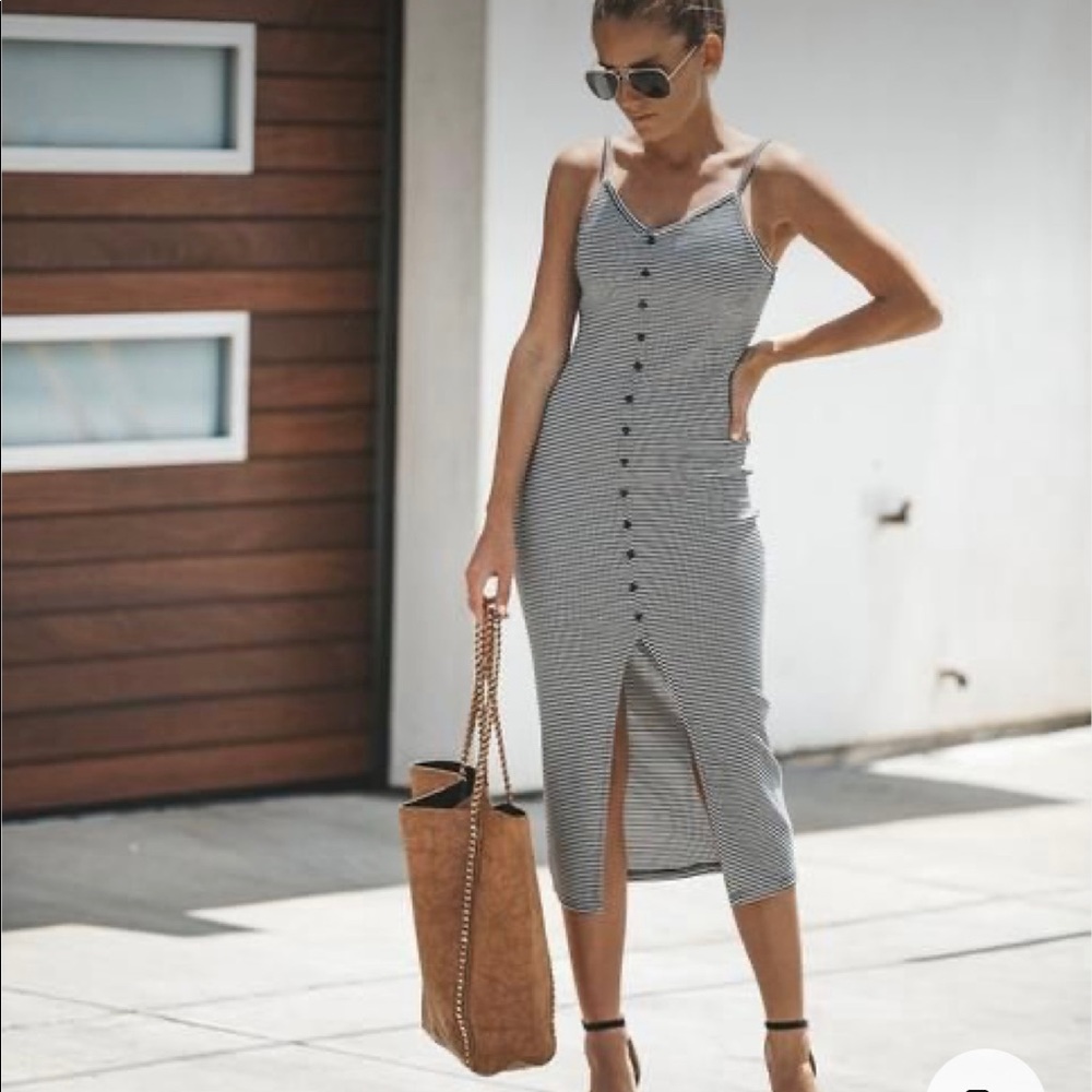 Vici ribbed striped dress